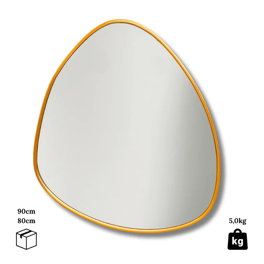 Specchio organico con cornice in alluminio, 90 x 80 cm – Rimanenze