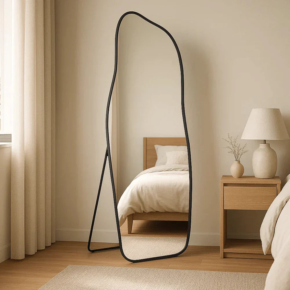 Specchio a figura intera in cotone biologico con cornice in alluminio – Offerta speciale 150 x 60 cm
