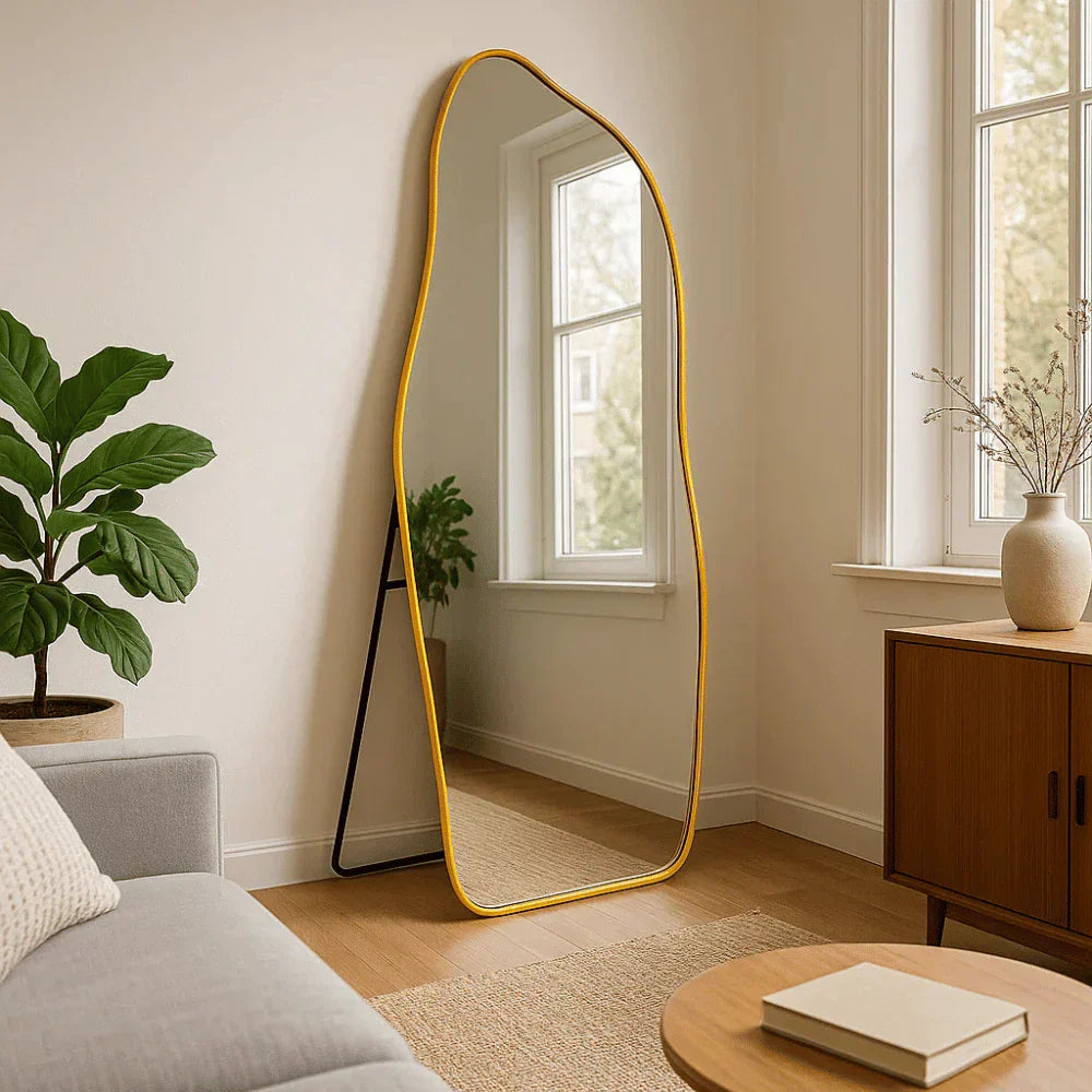 Specchio a figura intera in cotone biologico con cornice in alluminio – Offerta speciale 150 x 60 cm