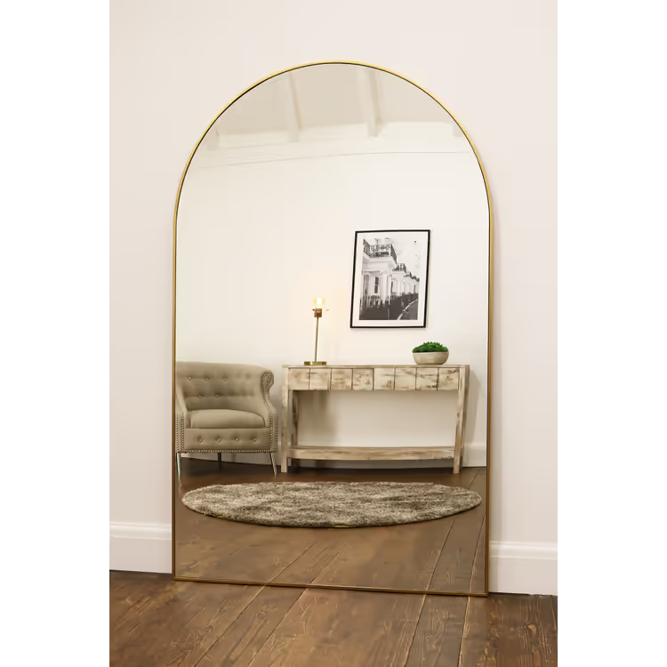 Grande specchio moderno in stile Pinterest con cornice dorata (180 x 119 cm) – Offerta speciale