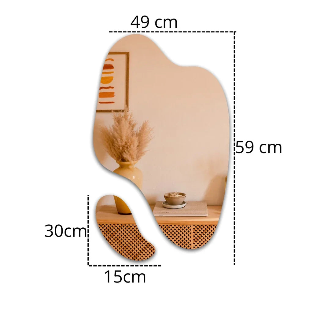 Specchio organico grande ed elegante – decorativo futuristico astratto (set da 2 pezzi) – Saldi