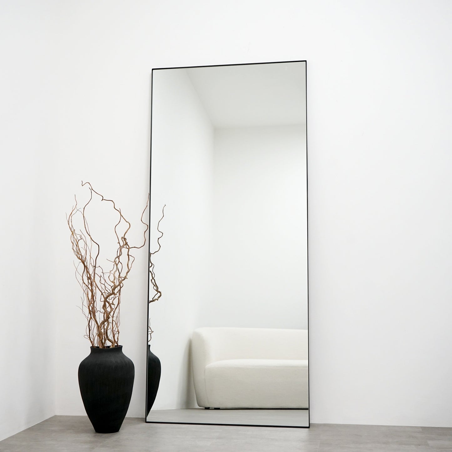 Xavril – Grande specchio a figura intera rettangolare in metallo nero, 179 cm x 80 cm