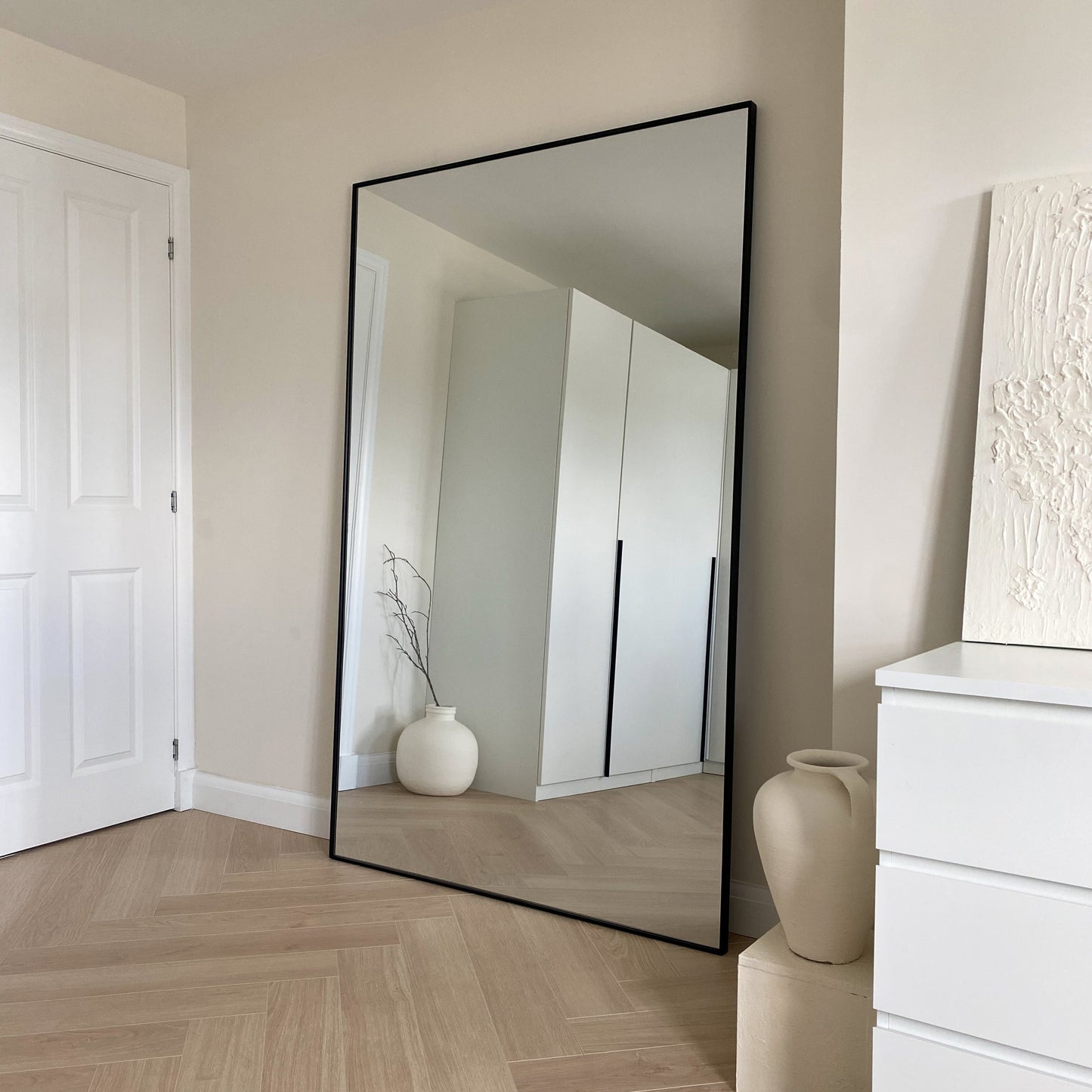 Xavril – Specchio a figura intera nera in metallo, extra grande, 190 cm x 120 cm