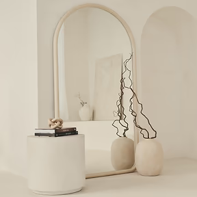 Specchio a figura intera di grandi dimensioni con cornice in cemento curvata – 180 x 100 cm (Liquidazione)