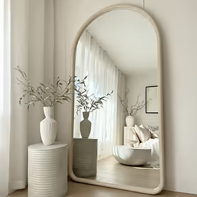 Specchio a figura intera di grandi dimensioni con cornice in cemento curvata – 180 x 100 cm (Liquidazione)