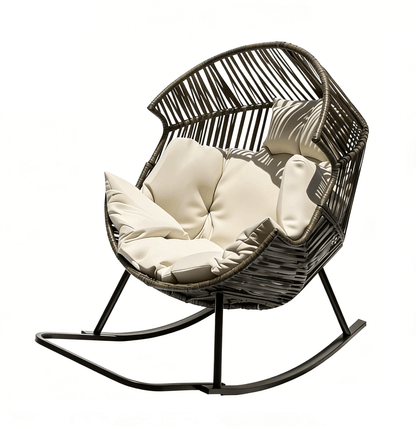 Oversized Egg Rattan Rocking Chair