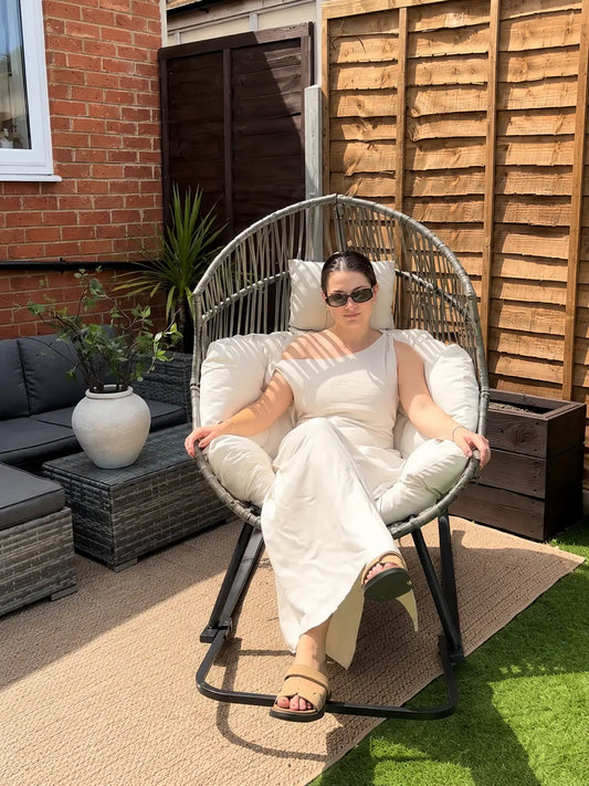 Oversized Egg Rattan Rocking Chair