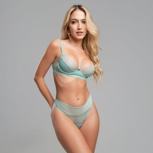 Conjunto de Lingerie Renda e Tule
