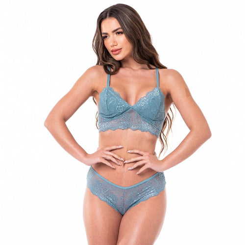 Conjunto em Renda Sutiã Top Sem Bojo