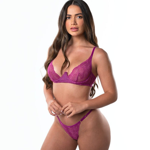 Conjunto Tentação Em Um Olhar Em Renda Sutiã Decote