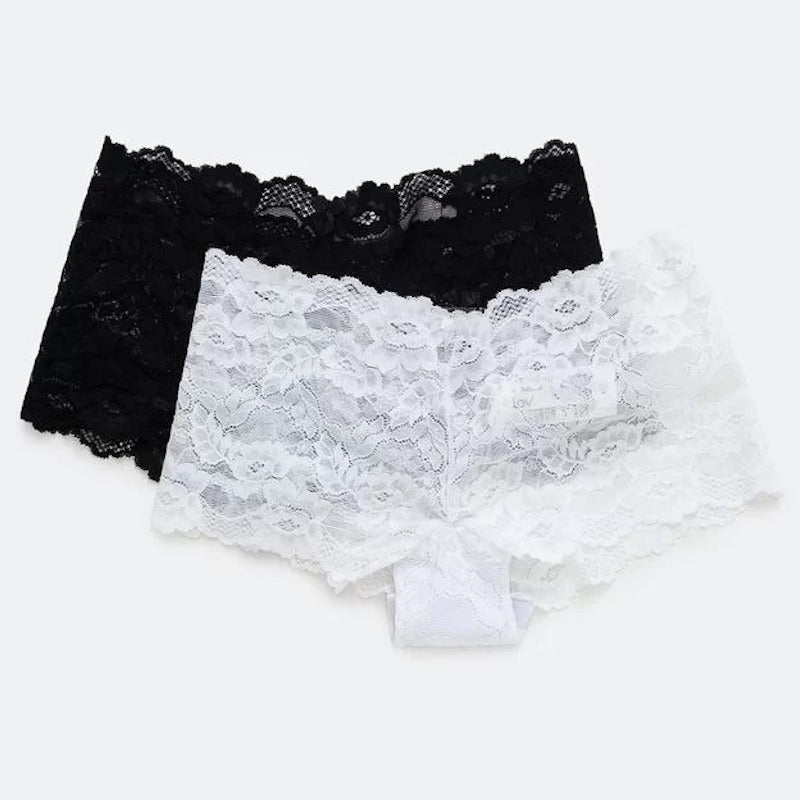 Kit Com 2 Calcinhas Caleçon em Renda