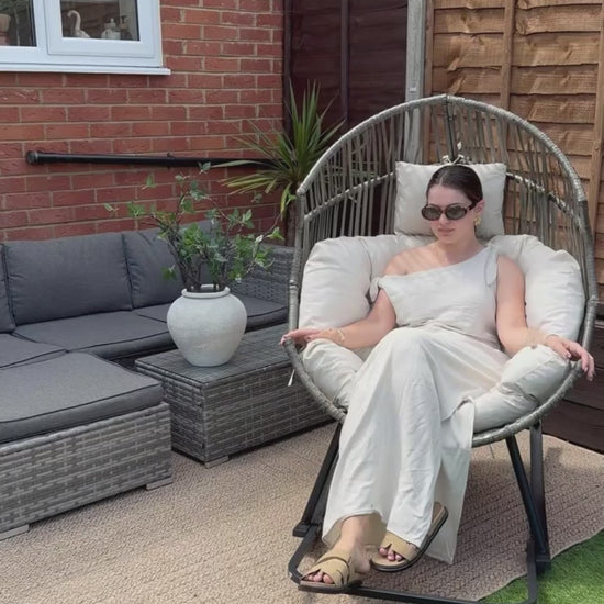 Oversized Egg Rattan Rocking Chair