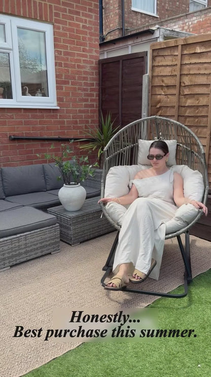 Oversized Egg Rattan Rocking Chair